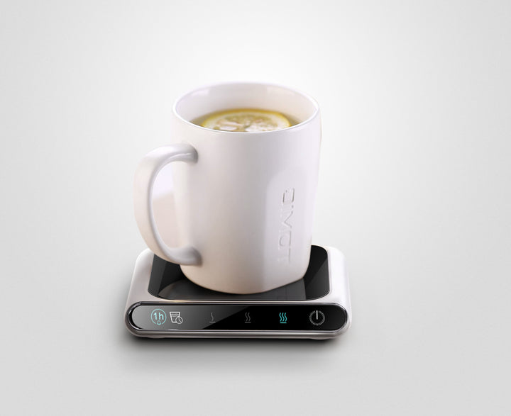 Vit smart koppvärmare med tekopp