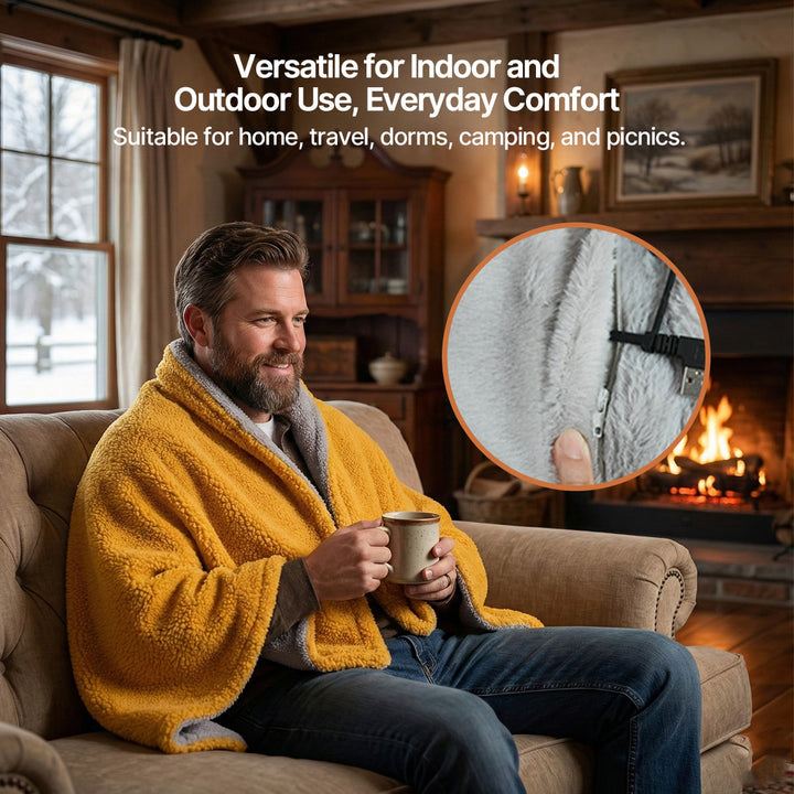 Uppvärmd Pläd - USB-driven, 3-Speed Värme, Sherpa-fleece