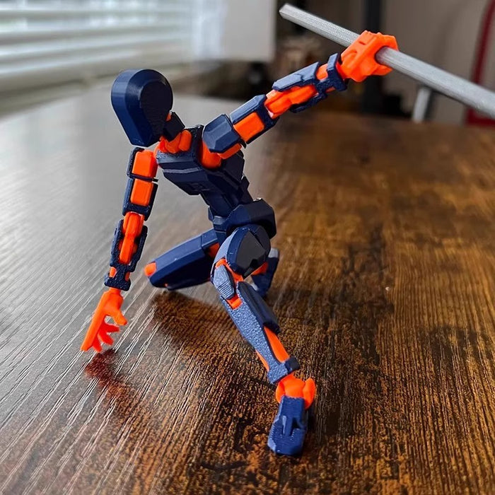 Myslunda 3D-printad robotfigur med rörliga leder