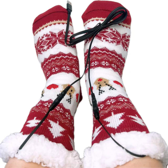 Myslunda Eluppvärmda julsockor med fleecefoder och stickat mönster