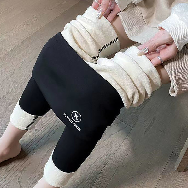 Svarta fleecefodrade leggings med hög midja