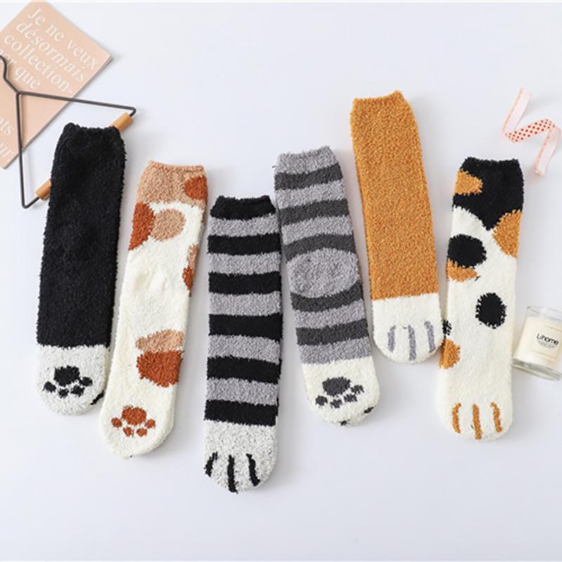 Myslunda™ Söta kattassockor i mjuk korallfleece – en storlek