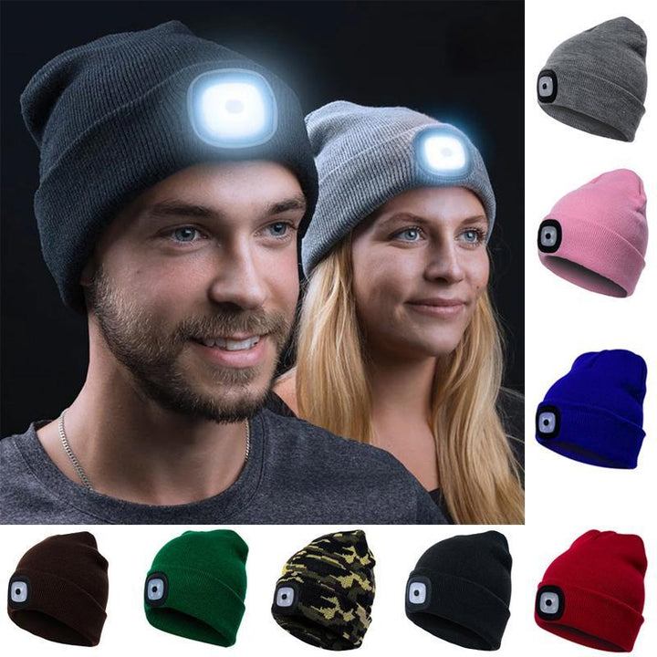 Myslunda™ Stickad mössa med LED-lampa för händerna fria i mörkret