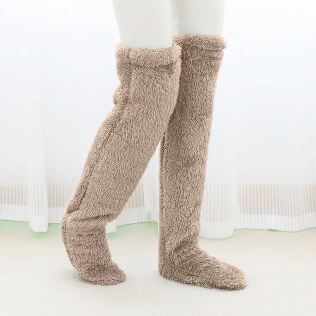 Lurviga overknee-sockor i ljuslila