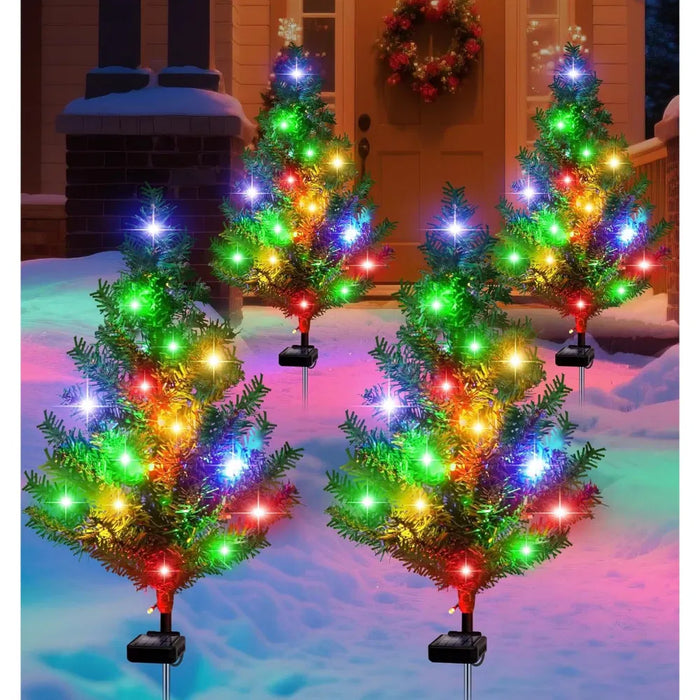 Myslunda Solcellsdrivna minigranar med färgade LED, 4-pack, 77 cm