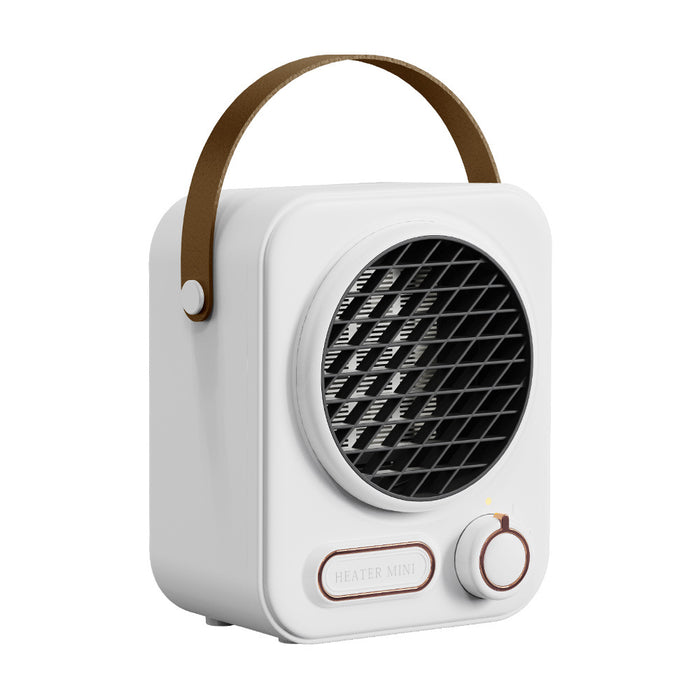 Myslunda Liten retro värmefläkt med handtag i läderlook, 1000 W