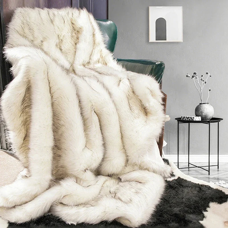 Myslunda™ Fluffig filt i fuskpäls med förstärkta kanter