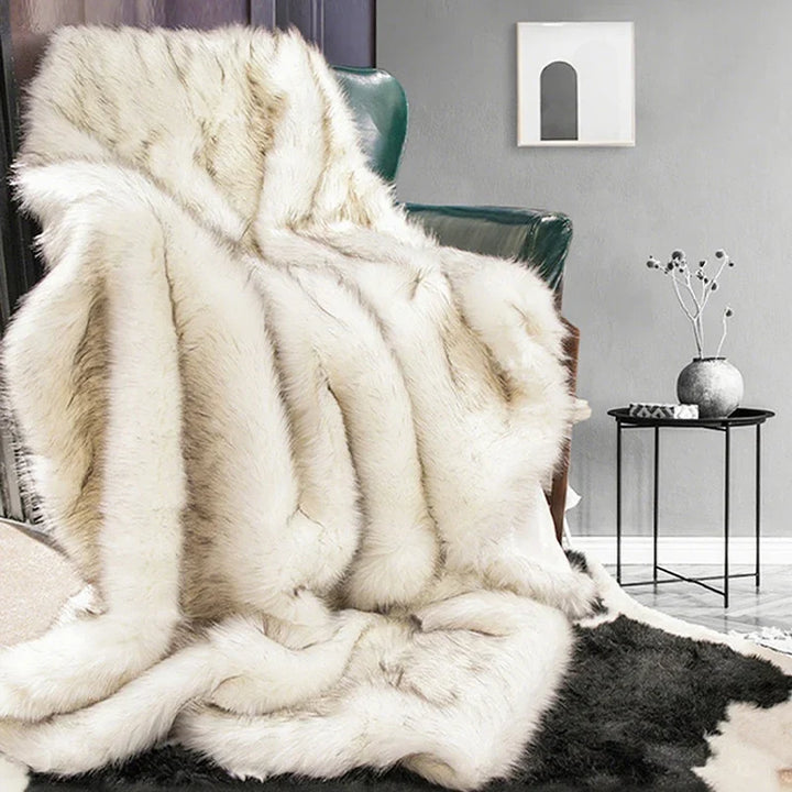 Myslunda™ Fluffig filt i fuskpäls med förstärkta kanter