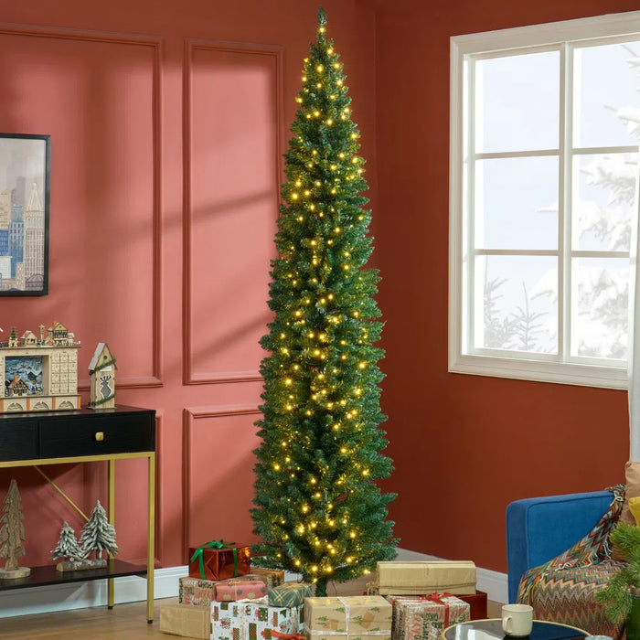 Myslunda Grön smal julgran 244 cm med 300 varmvita LED