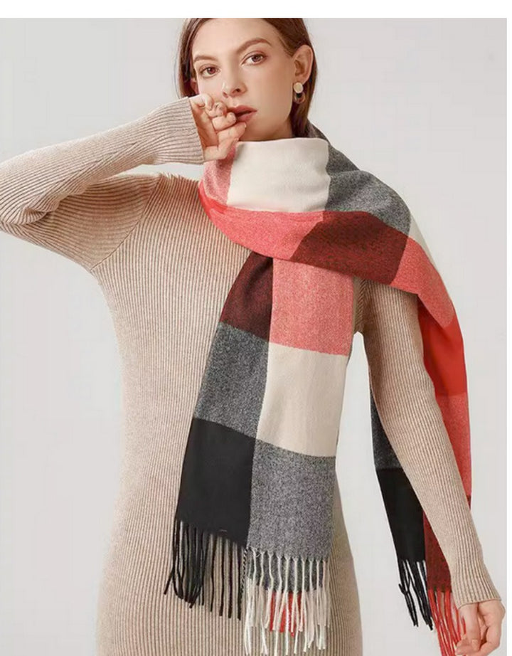 Röd rutig halsduk med värmedyna