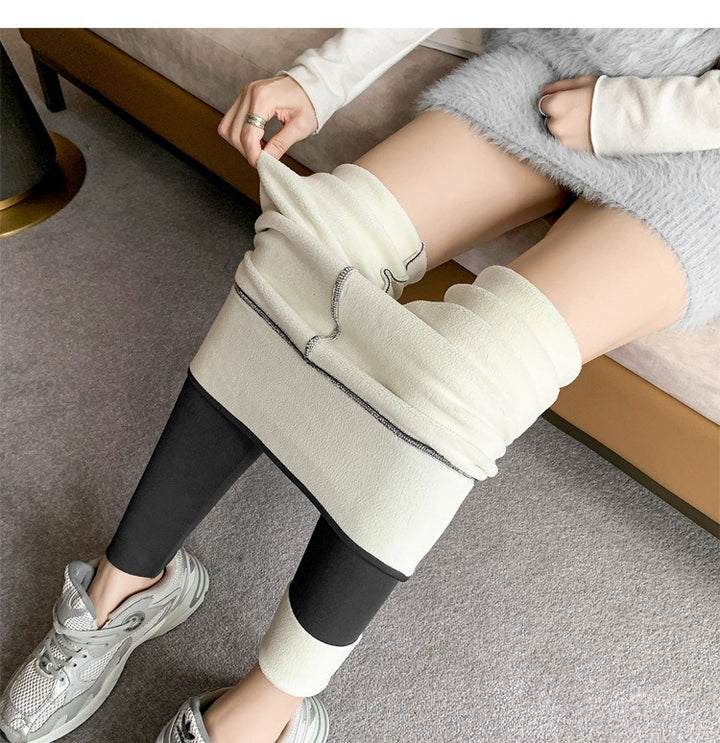 Svarta fleecefodrade leggings med hög midja