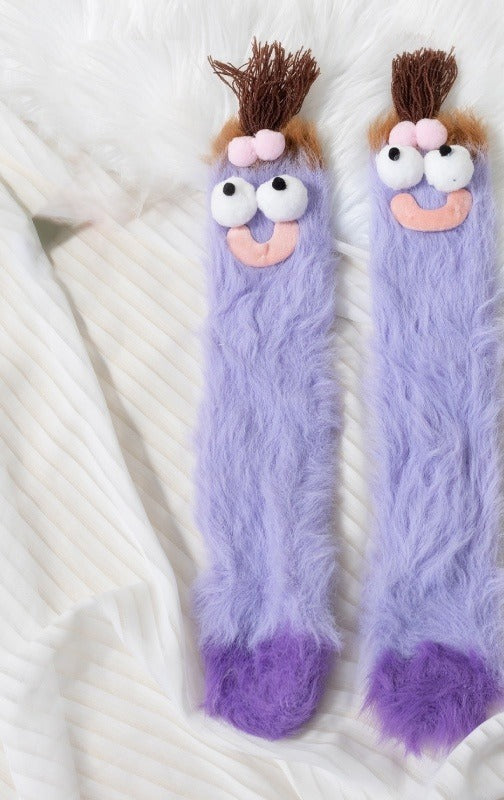 Myslunda Fluffiga monstersockor med roliga ansikten