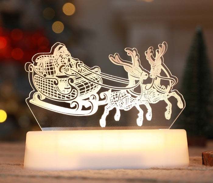 Myslunda 3D-lampa i akryl med julmotiv och varmvitt ljus