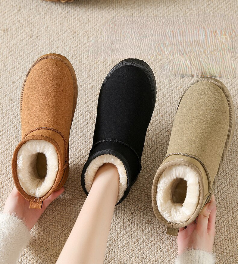 Myslunda™ Ankelboots i mocka med varmt fuskpälsfoder
