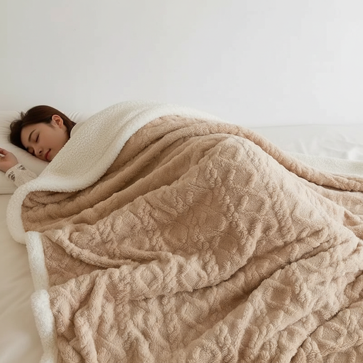 WarmHome Vinter Filt – Lyx Lammull Fleece Filt med Dubbelsidig Design
