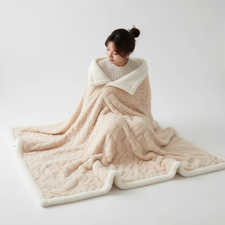 WarmHome Vinter Filt – Lyx Lammull Fleece Filt med Dubbelsidig Design