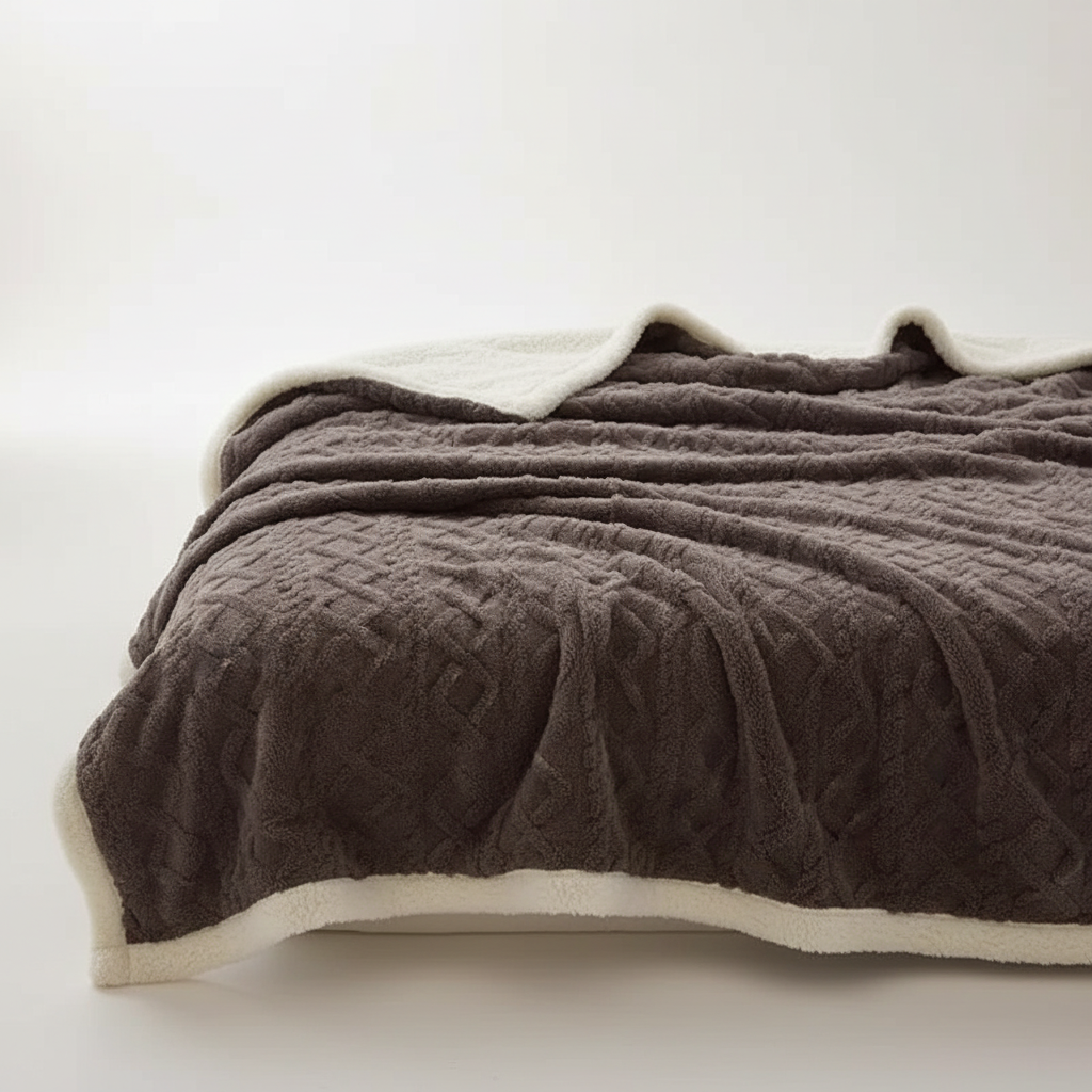 WarmHome Vinter Filt – Lyx Lammull Fleece Filt med Dubbelsidig Design