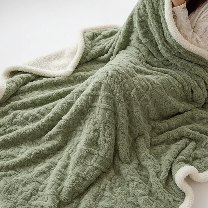 WarmHome Vinter Filt – Lyx Lammull Fleece Filt med Dubbelsidig Design