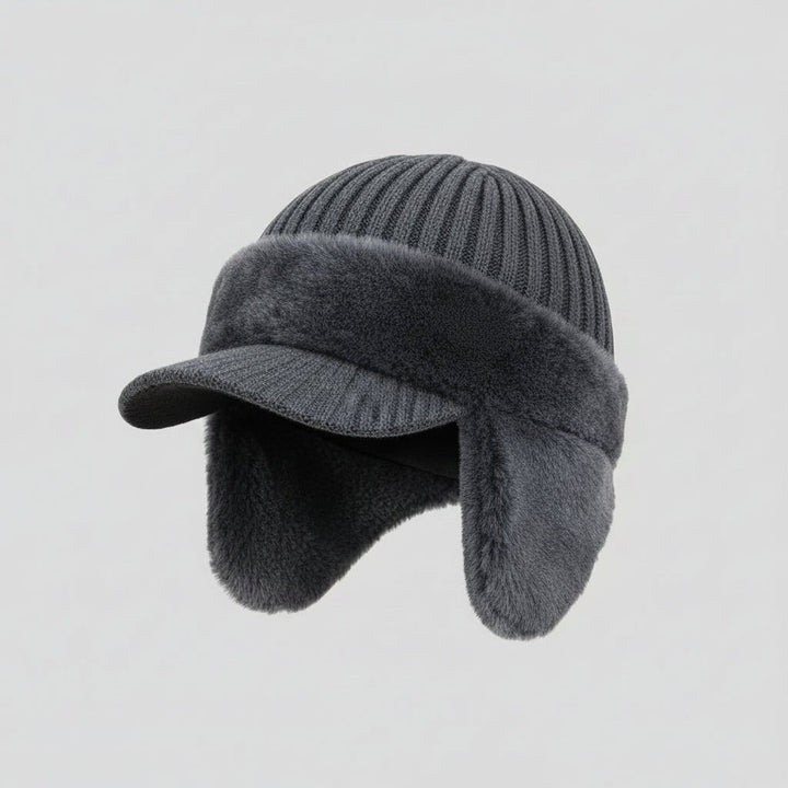 Extra varm vintermössa i trapperstil med inbyggda öronlappar