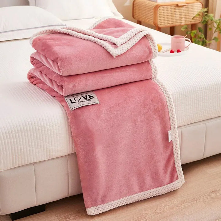 Ultramjuk och lätt fleecepläd i flanell, rosa