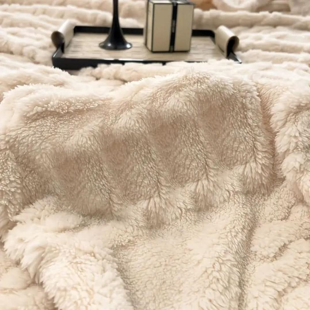 Lätt fleecefilt med 3D-mönster till soffa, säng och resa