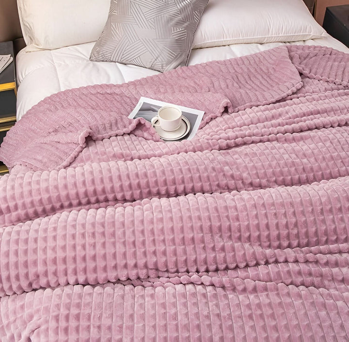 Strukturerad filt i korallfleece, mjuk och maskintvättbar