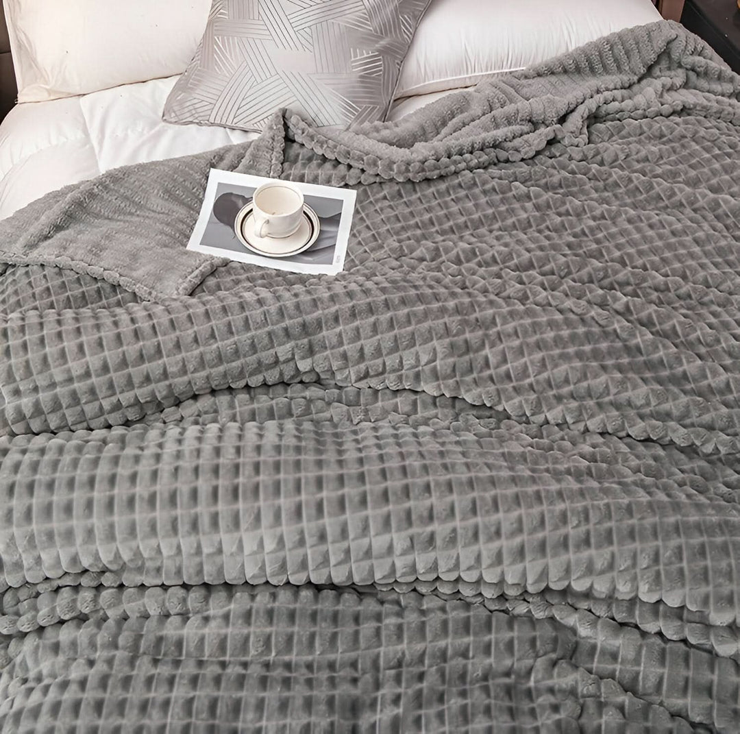 Strukturerad filt i korallfleece, mjuk och maskintvättbar