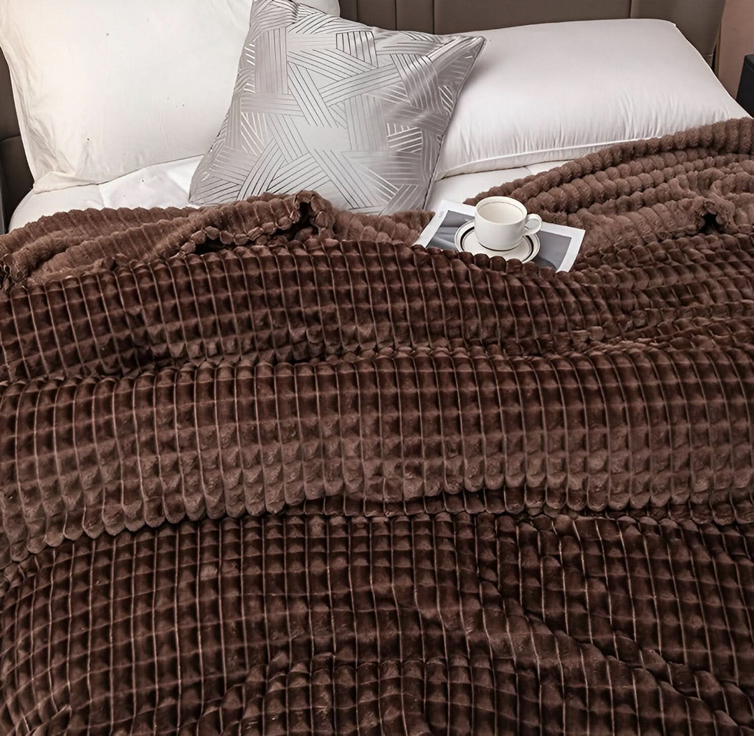 Strukturerad filt i korallfleece, mjuk och maskintvättbar