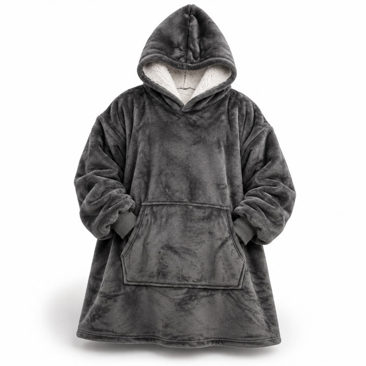 Ultramjuk oversize sherpahoodie-filt med stor ficka