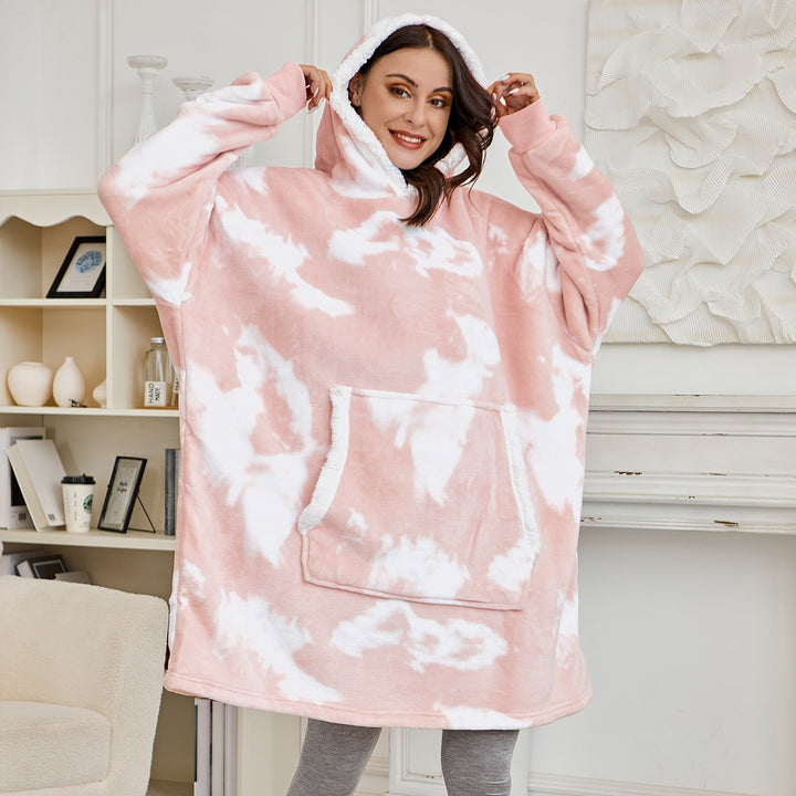 Filthoodie i fleece med stor huva och fickor – one size