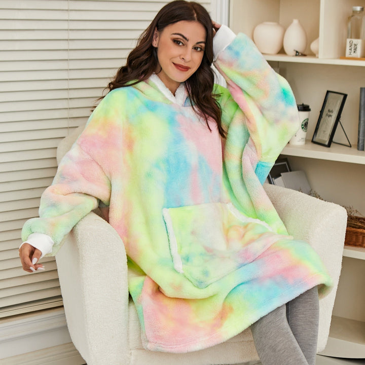 Filthoodie i fleece med stor huva och fickor – one size