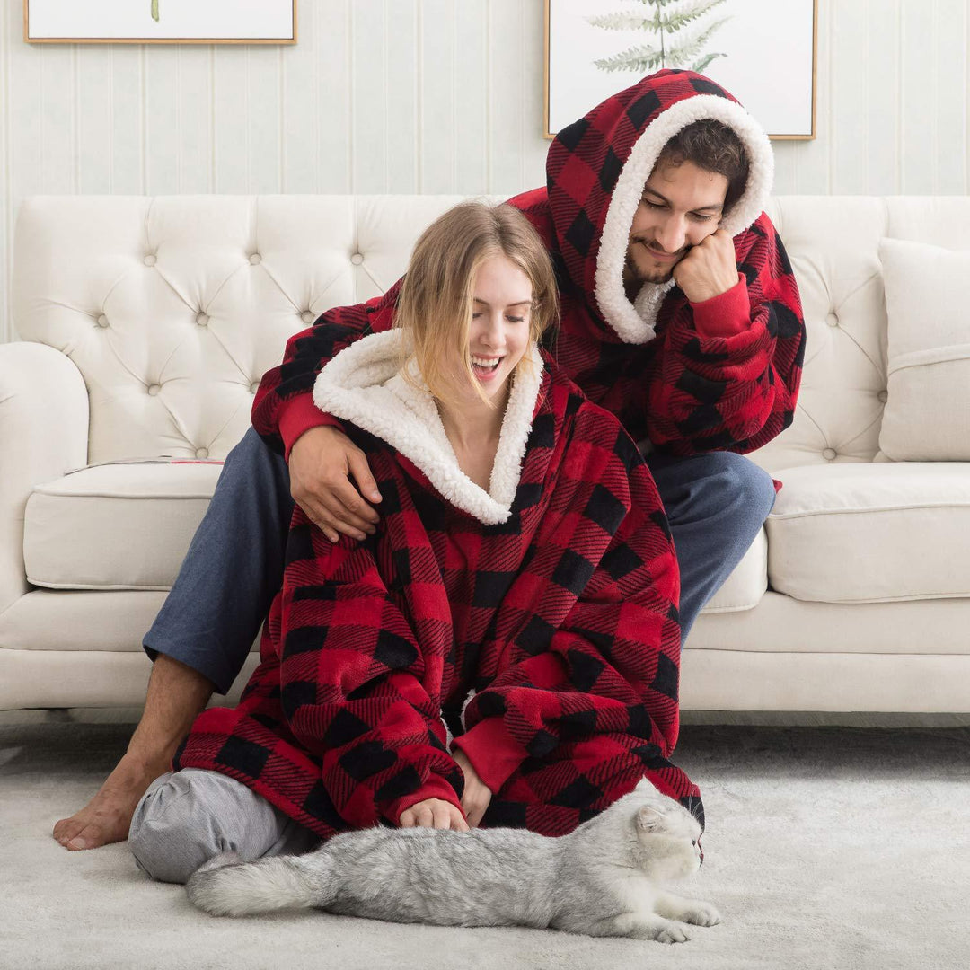 Filthoodie i fleece med stor huva och fickor – one size