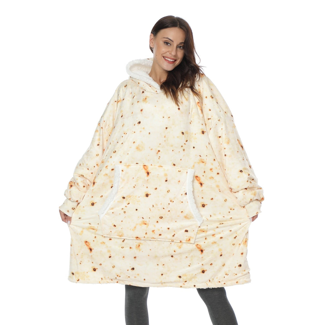 Filthoodie i fleece med stor huva och fickor – one size
