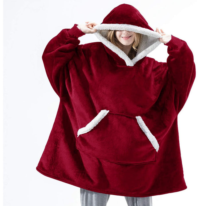 Filthoodie i fleece med stor huva och fickor – one size