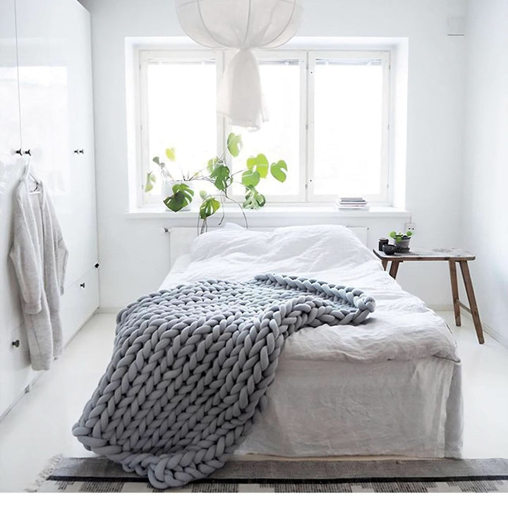 Grovstickad Pläd för Soffa eller Säng