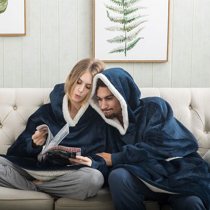 Filthoodie i fleece med stor huva och fickor – one size
