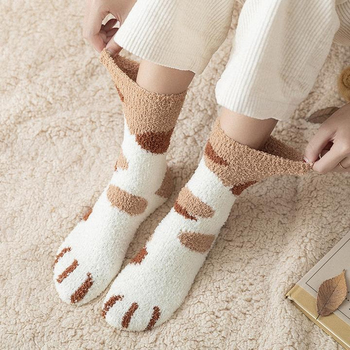 Myslunda™ Söta kattassockor i mjuk korallfleece – en storlek