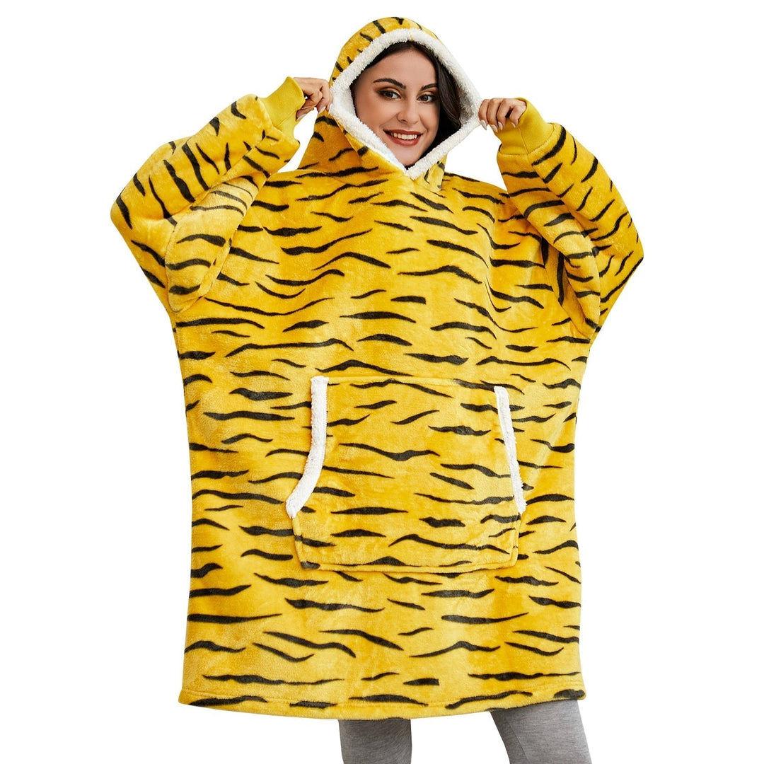 Filthoodie i fleece med stor huva och fickor – one size