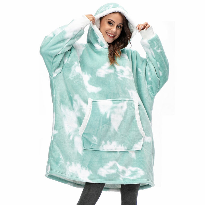 Filthoodie i fleece med stor huva och fickor – one size