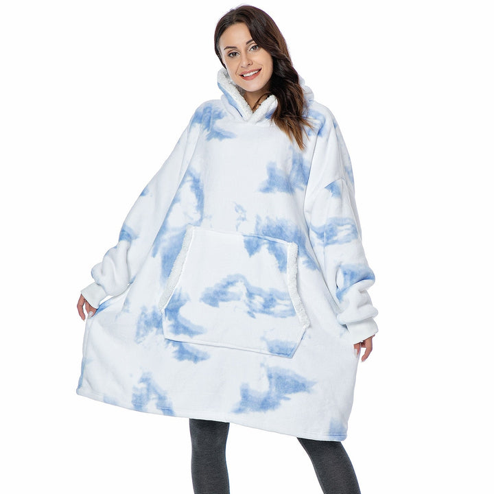 Filthoodie i fleece med stor huva och fickor – one size