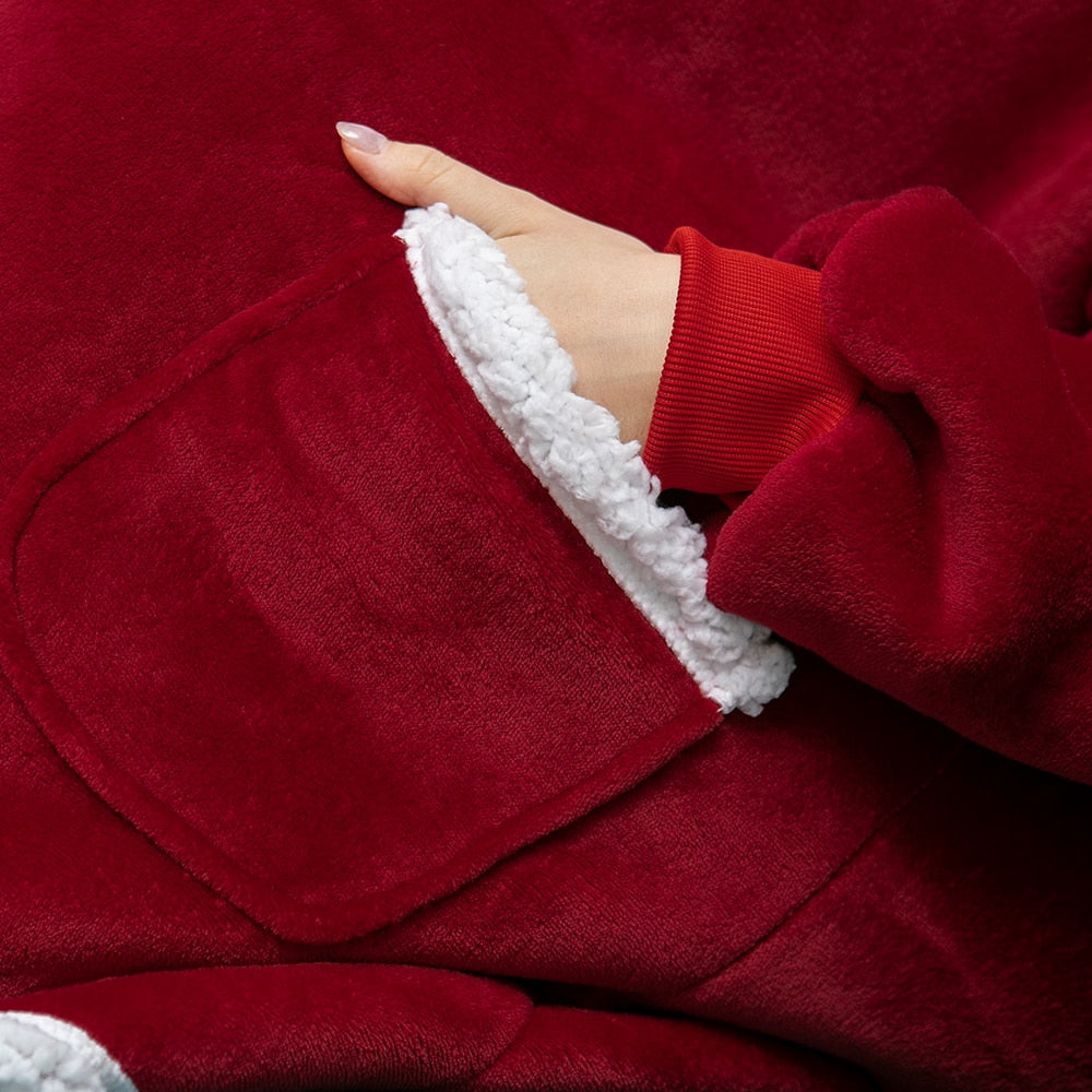 Filthoodie i fleece med stor huva och fickor – one size