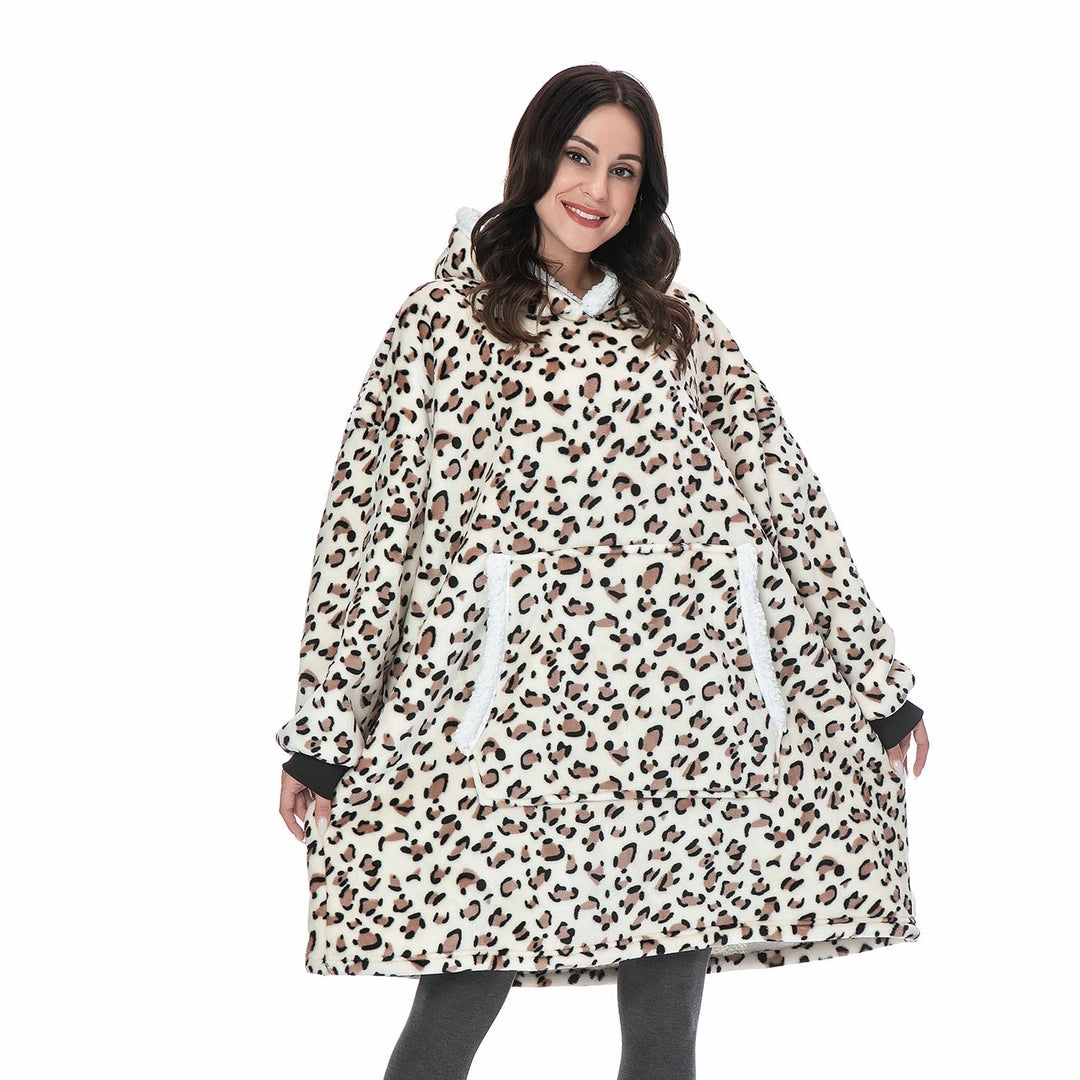 Filthoodie i fleece med stor huva och fickor – one size