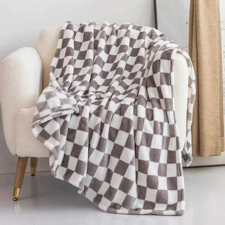 Rutig filt i flanellfleece, mjuk och noppfri