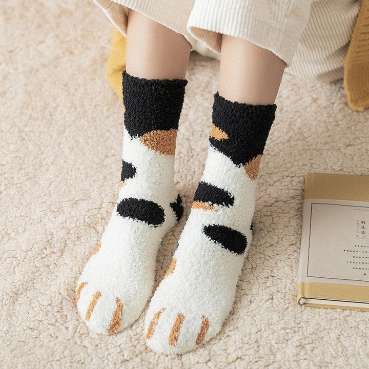 Myslunda™ Söta kattassockor i mjuk korallfleece – en storlek