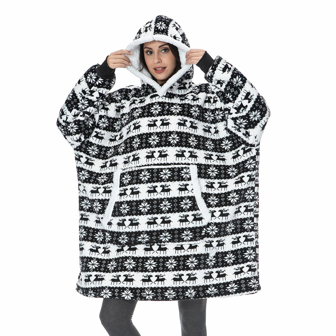 Filthoodie i fleece med stor huva och fickor – one size