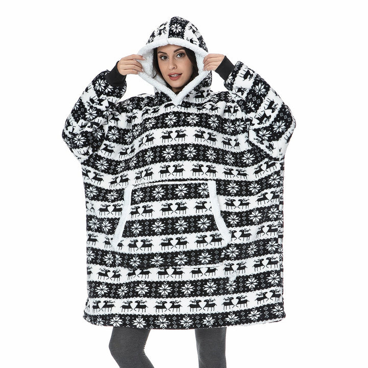 Filthoodie i fleece med stor huva och fickor – one size