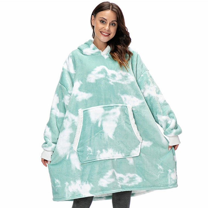 Filthoodie i fleece med stor huva och fickor – one size