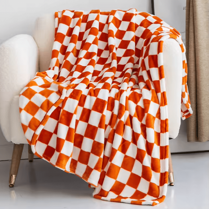 Rutig filt i flanellfleece, mjuk och noppfri
