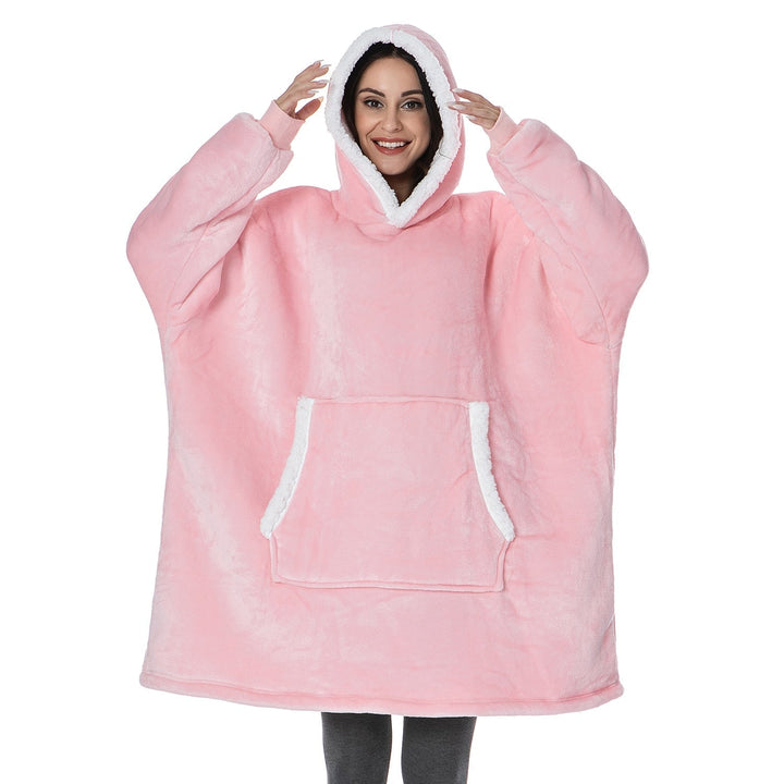 Filthoodie i fleece med stor huva och fickor – one size