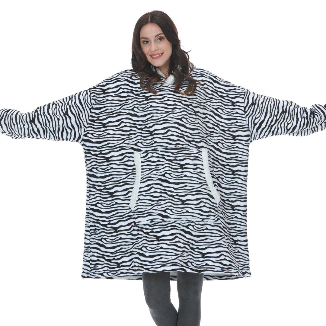 Filthoodie i fleece med stor huva och fickor – one size